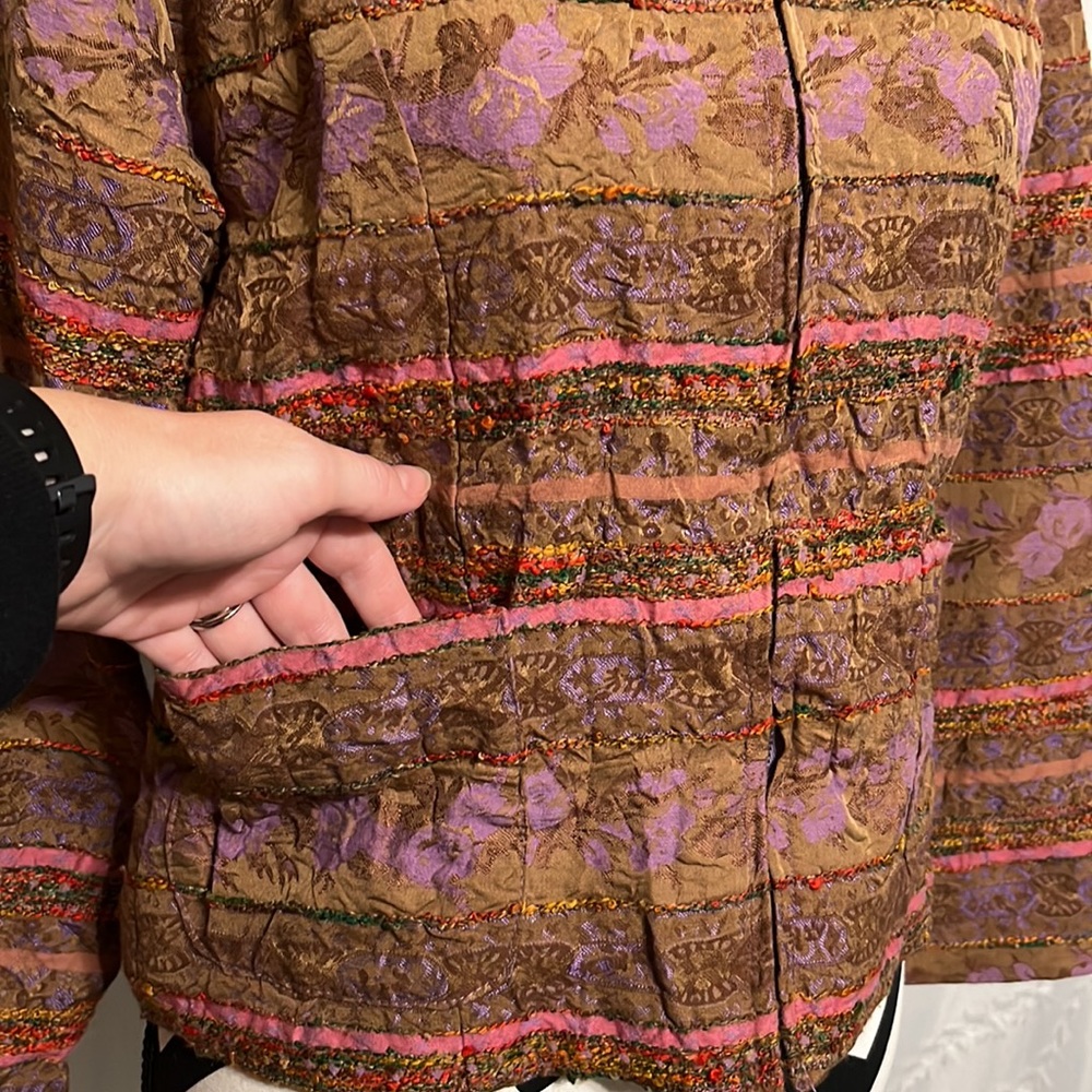 Coldwater Creek Bohemian Tweed Floral Blazer Size Petite Small - Picture 4 of 12